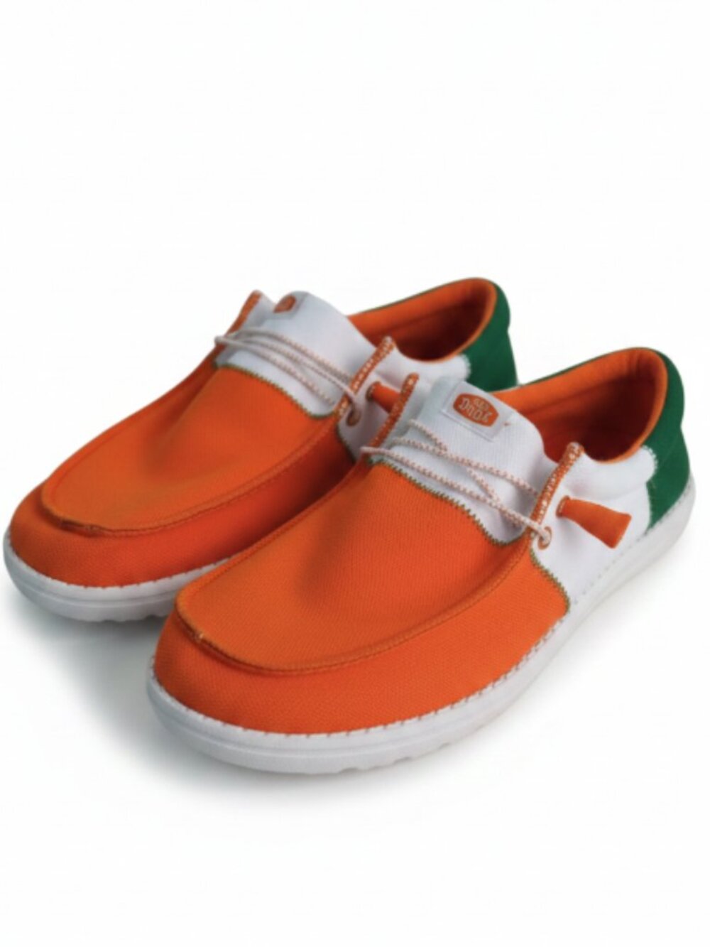 HEYDUDE Wally Tri Varsity Sport Mesh Shoes Men 13 Orange White Green Slip On